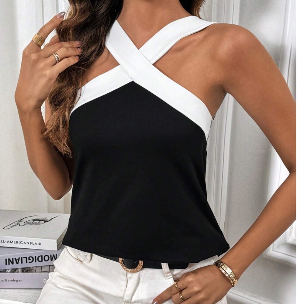 Classic Color block Halter Tank Top
